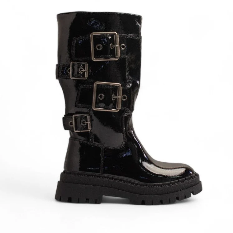 Europeon Union Women Black Vernis Leather Boot #3447