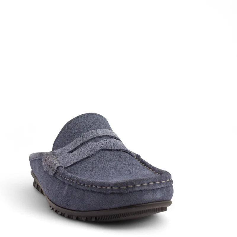 Men LightBlue Chamois Mules #4832