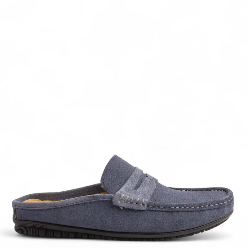 Men LightBlue Chamois Mules #4832