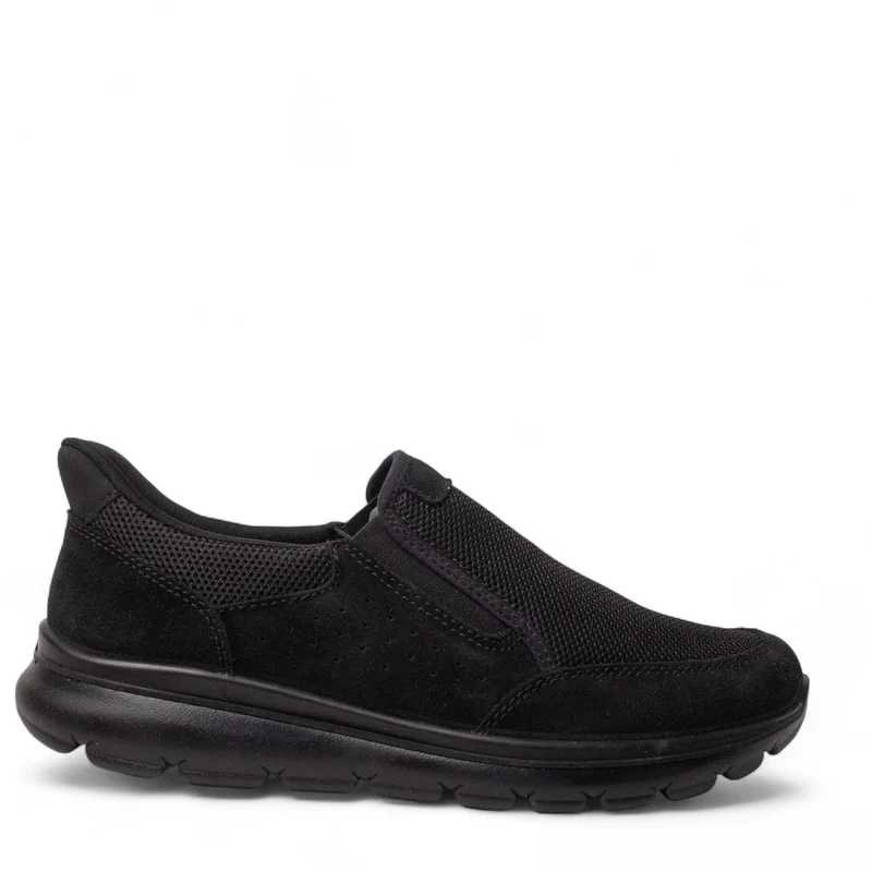 Italian Men Black Chamois Shoes #4994