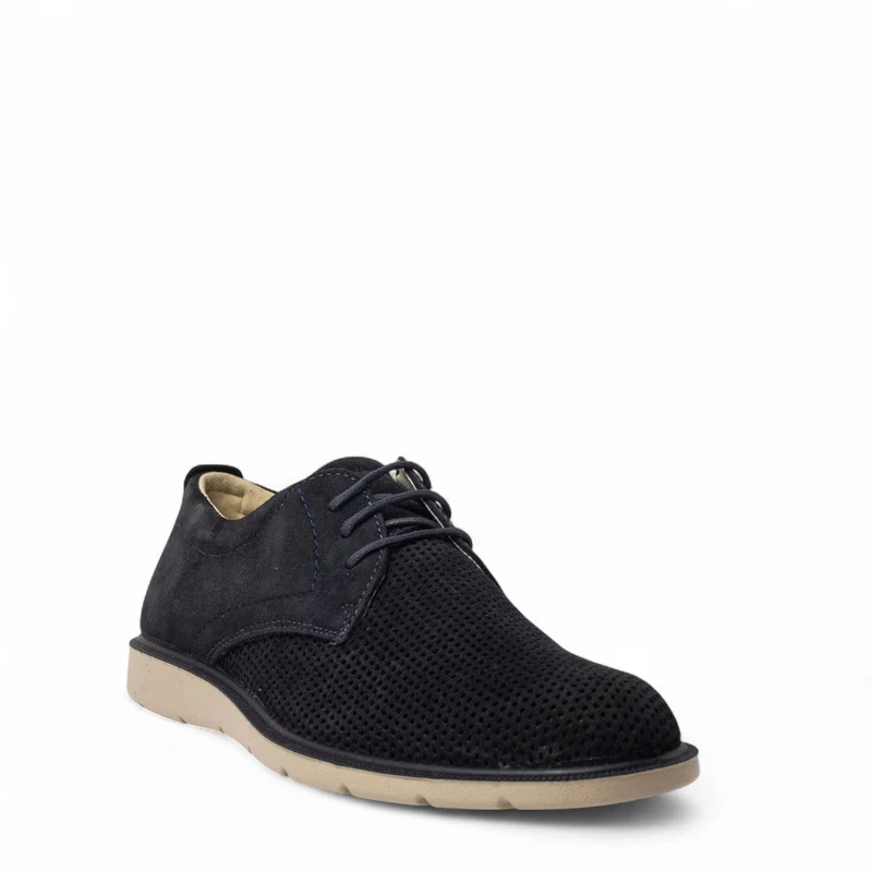 Italian Men Dark Blue Chamois Shoes #4992