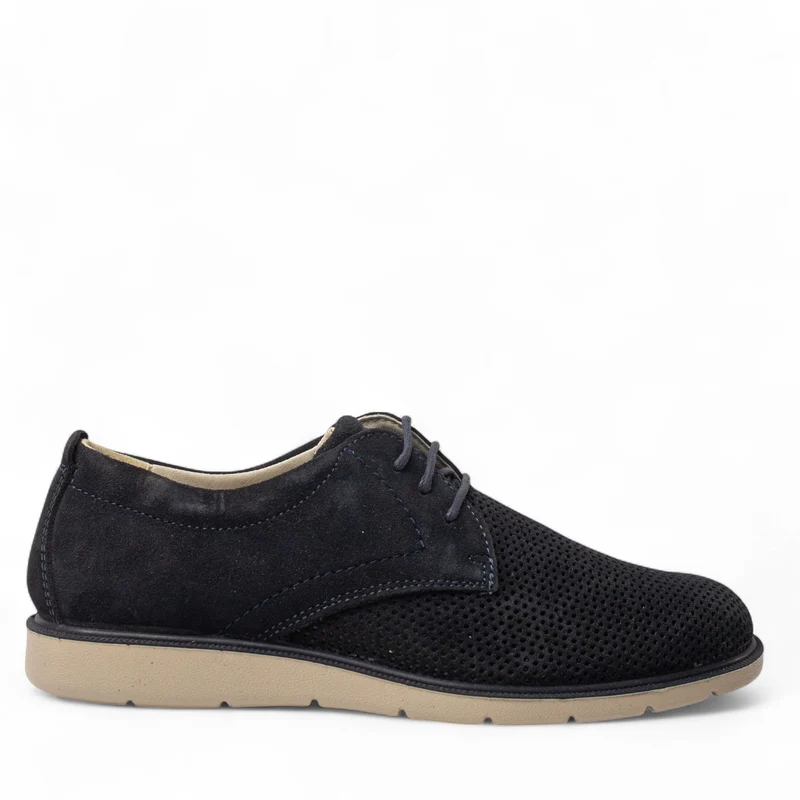 Italian Men Dark Blue Chamois Shoes #4992