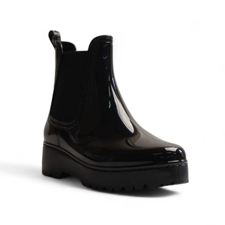 Europeon Union Women Black Vernis Leather Half Boot #3161