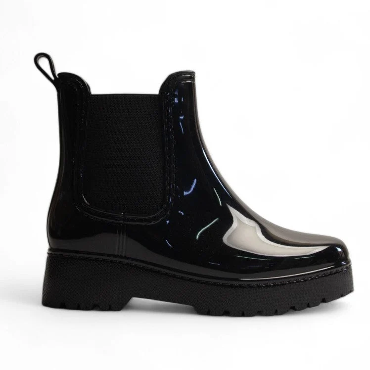 Europeon Union Women Black Vernis Leather Half Boot #3161