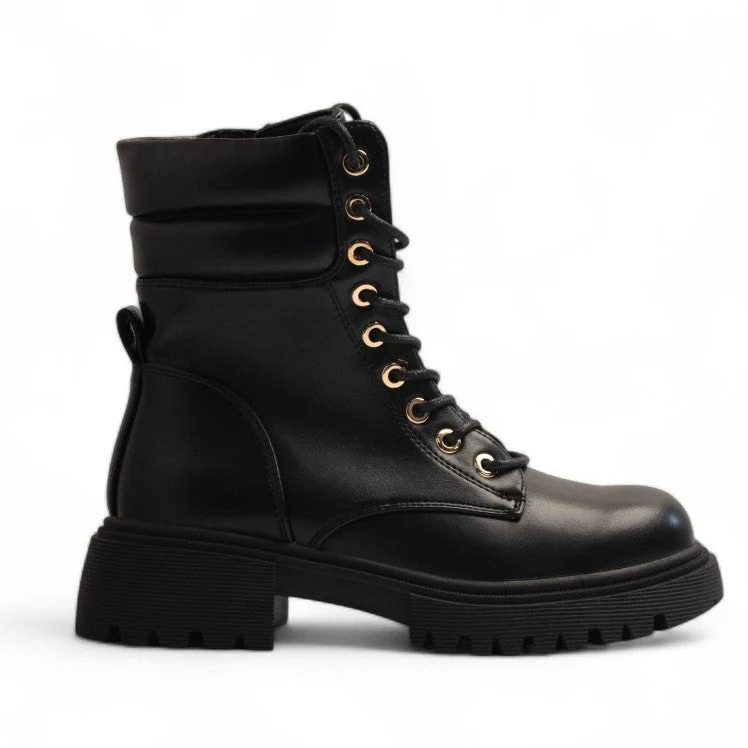 Europeon Union Women Black Leather Half Boot #3183