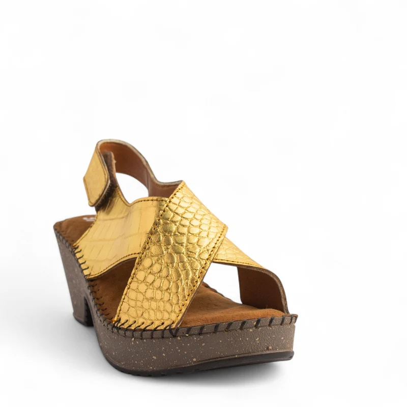 Women Gold Leather Sandal #4323