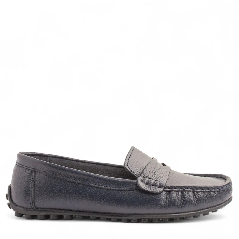 Women Navy Leather Espadrilles #4321