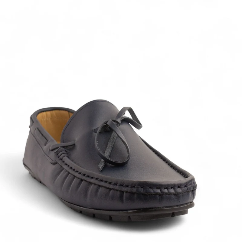 Men Navy Leather Espadrilles #4867