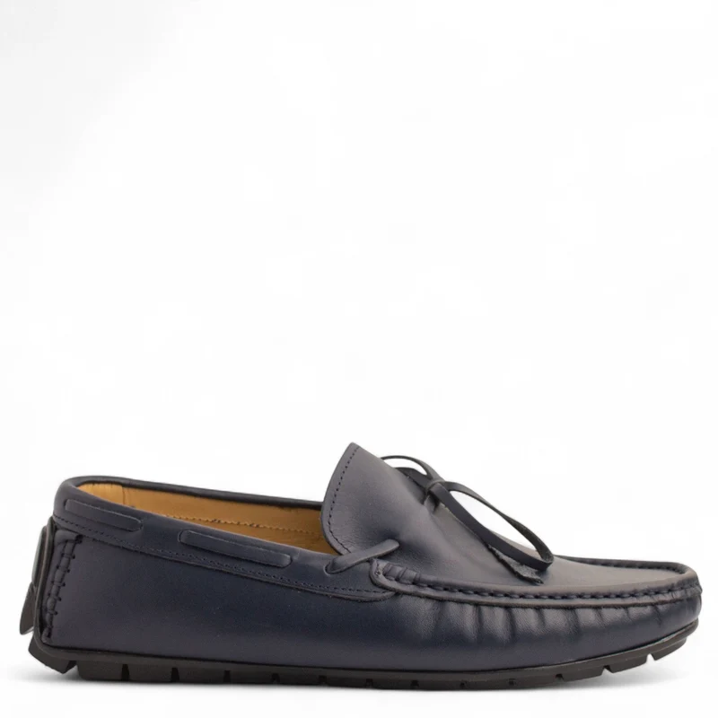 Men Navy Leather Espadrilles #4867
