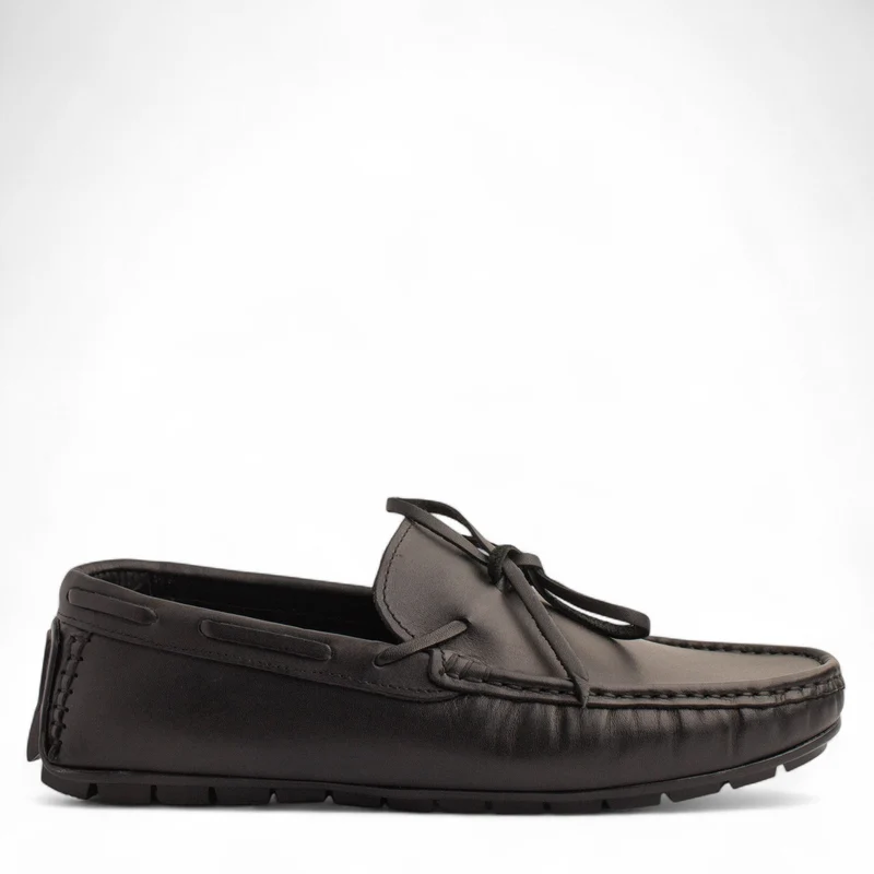 Men Black Leather Espadrilles #4866
