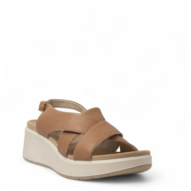 Italian Women Camel Leather Sandal #4457