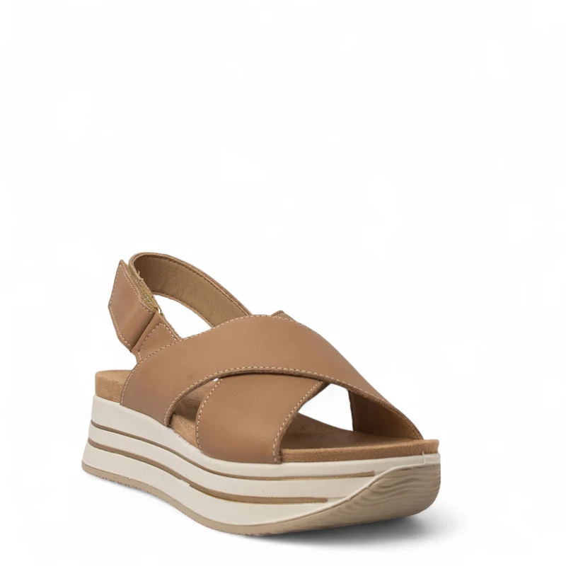 Italian Women Camel Leather Sandal #4455