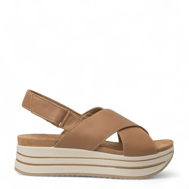 Italian Women Camel Leather Sandal #4455