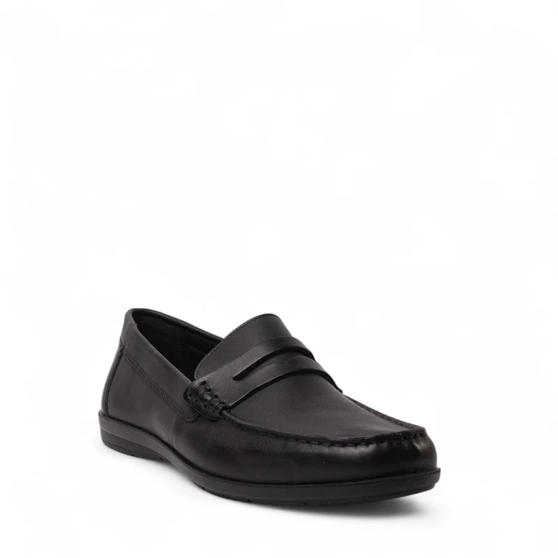 Italian Men Black Leather Espadrilles #4988