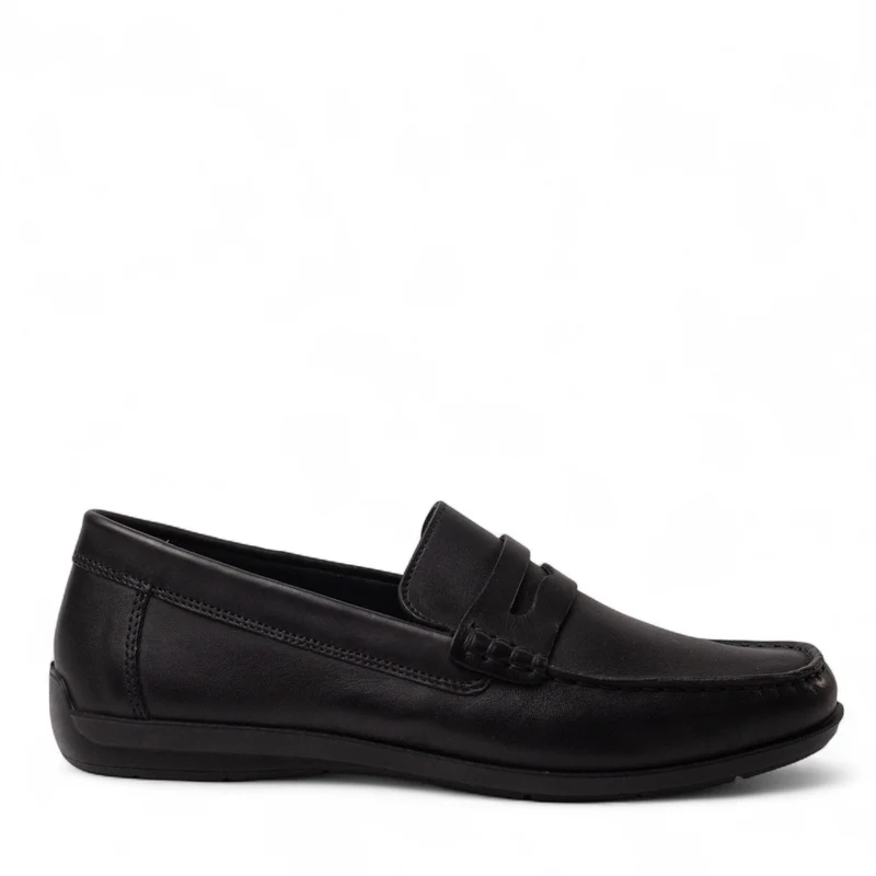 Italian Men Black Leather Espadrilles #4988
