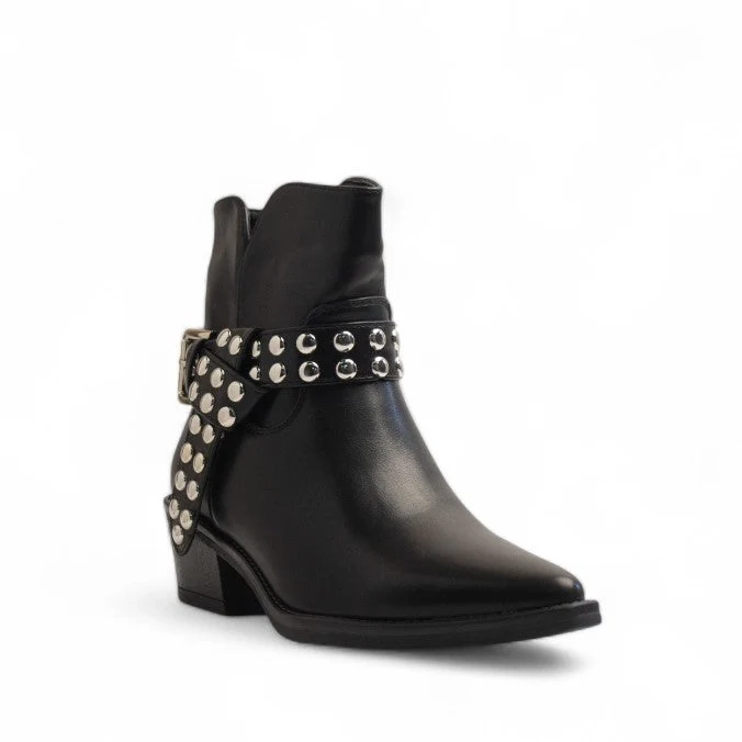 Europeon Union Women Black Leather Half Boot #3199