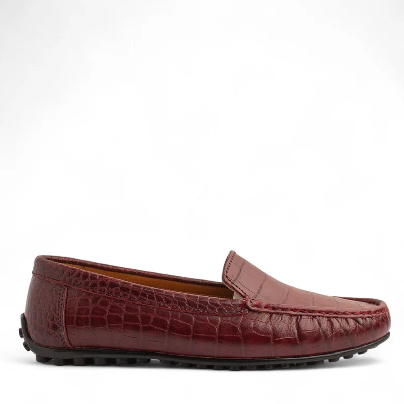 Women Maroon Leather Espadrilles #4313