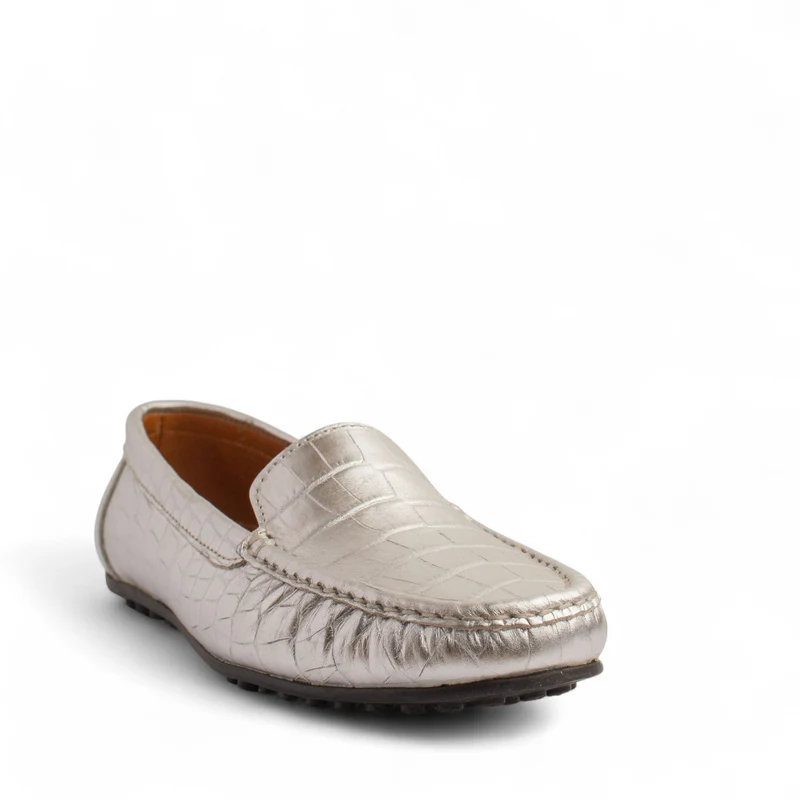 Women Gold Leather Espadrilles #4310