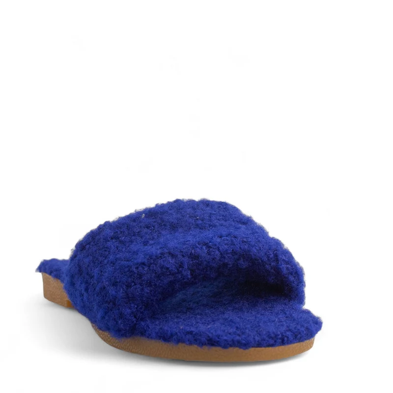 Women Navy Fur Slipper #4303
