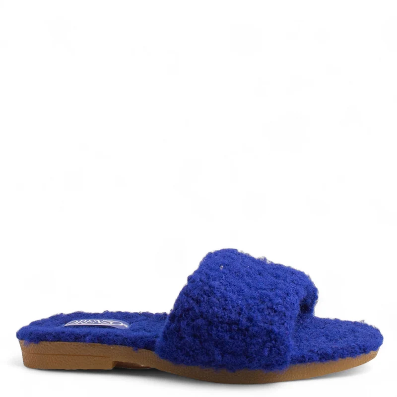 Women Navy Fur Slipper #4303