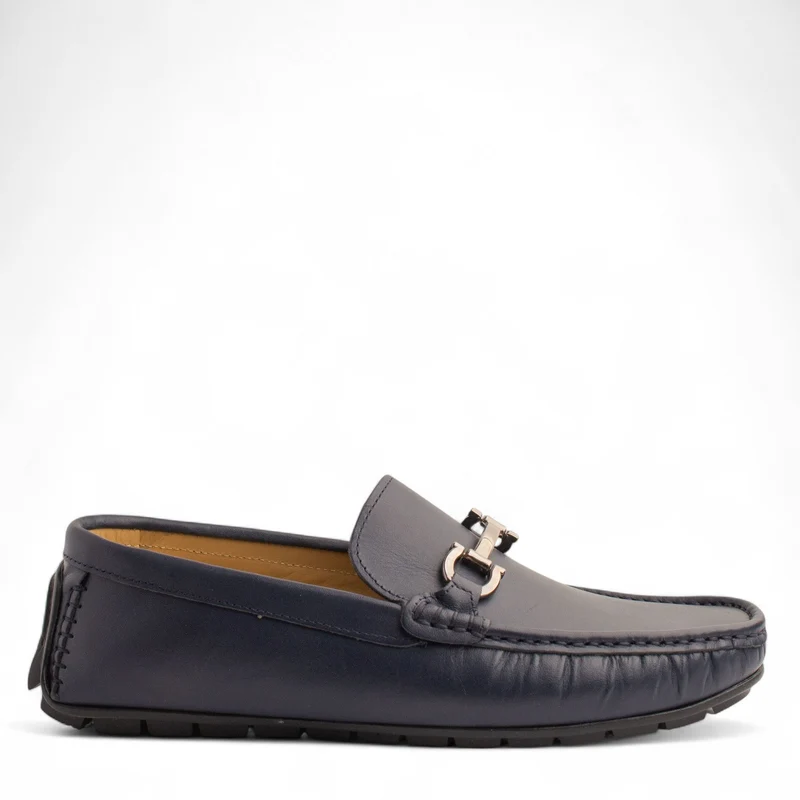 Men Navy Leather Espadrilles #4851