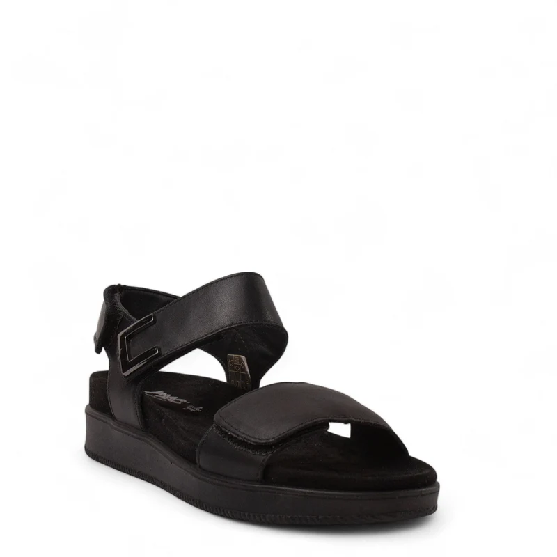 Italian Women Black Leather Sandal #4446