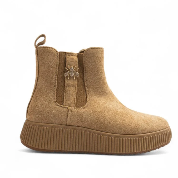 Europeon Union Women Beige Chamois Half Boot #3259