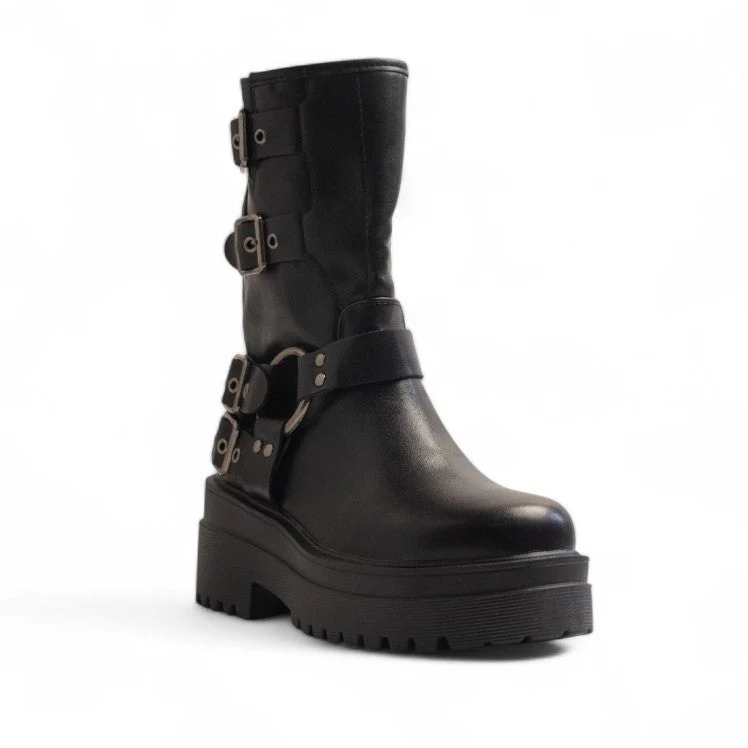 Europeon Union Women Black Leather Half Boot #3294