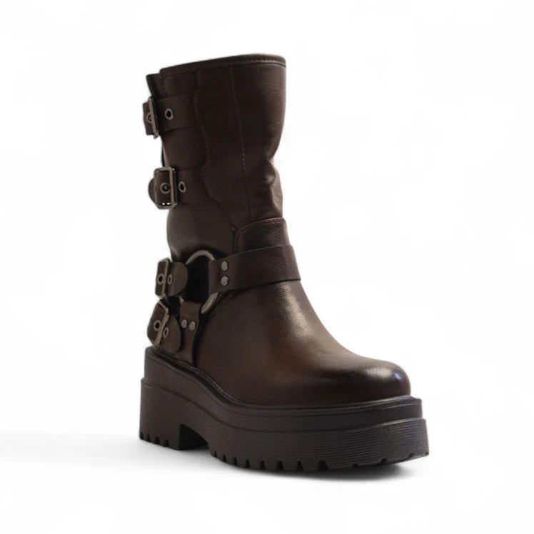 Europeon Union Women Brown Leather Half Boot #3295