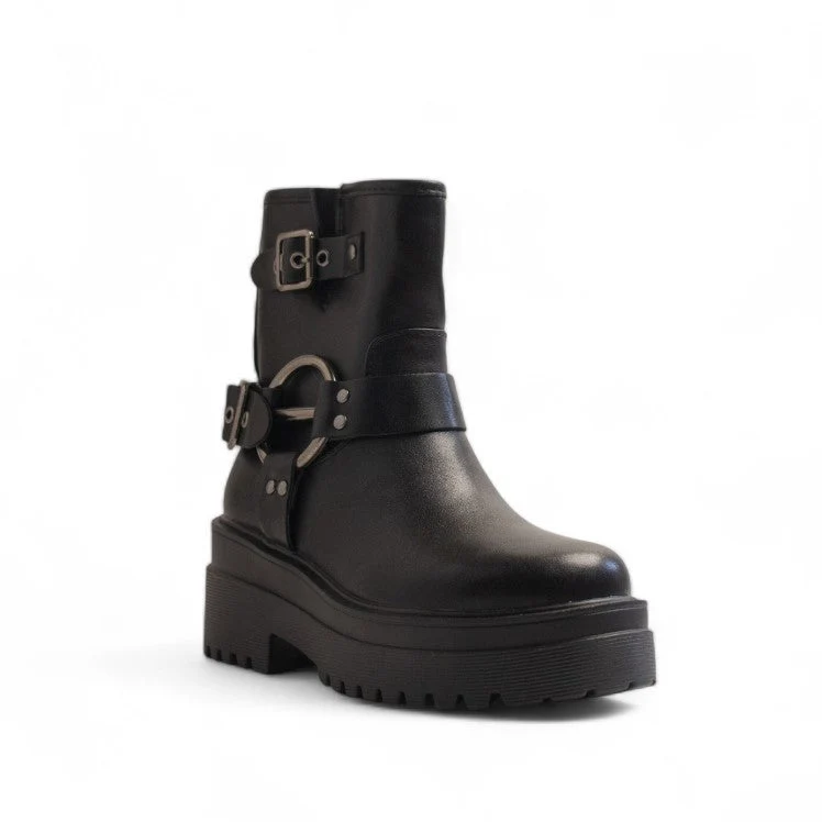 Europeon Union Women Black Leather Half Boot #3296