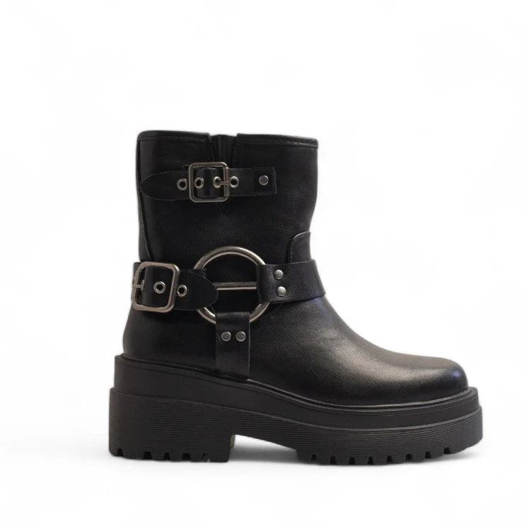 Europeon Union Women Black Leather Half Boot #3296