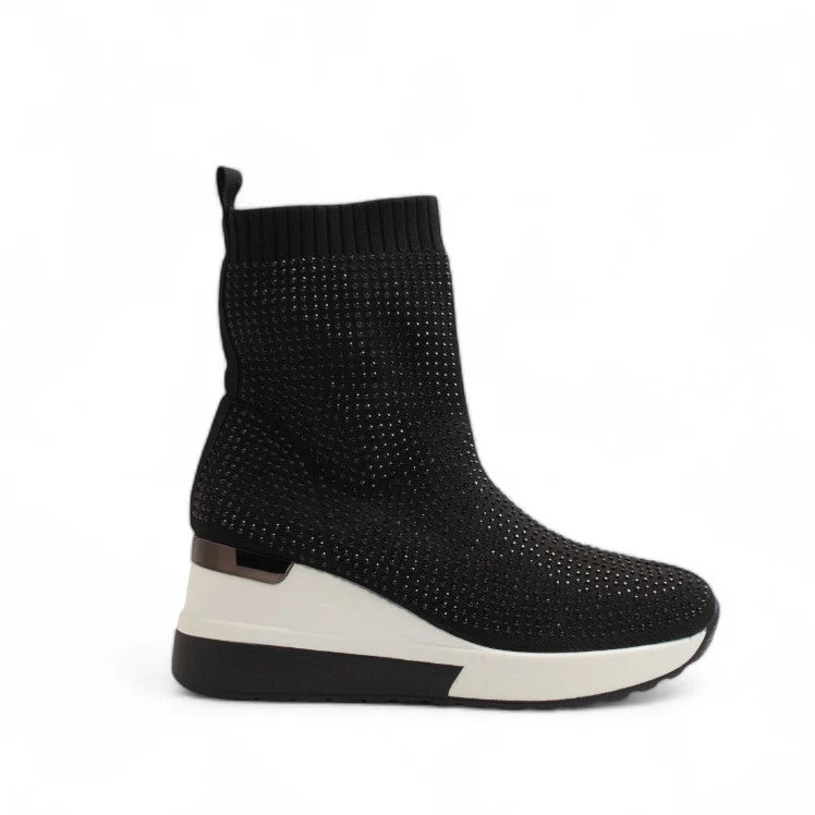 Europeon Union Women Black Glitter Half Boot #3299