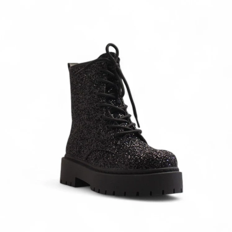 Europeon Union Women Black Glitter Half Boot #3302