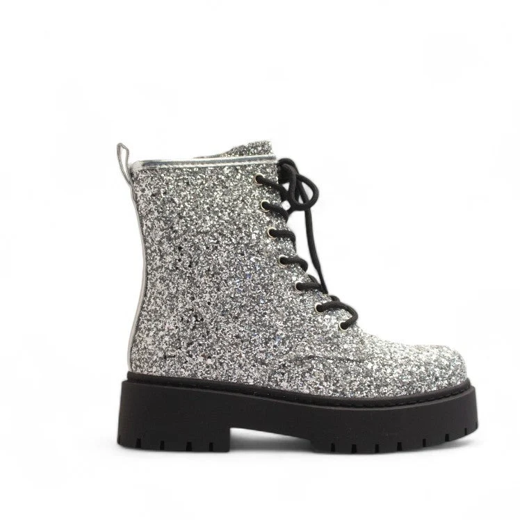 Europeon Union Women Silver Glitter Half Boot #3303