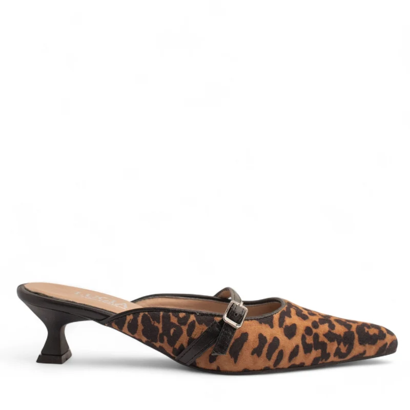 Women Leopard Leather Mules #4300