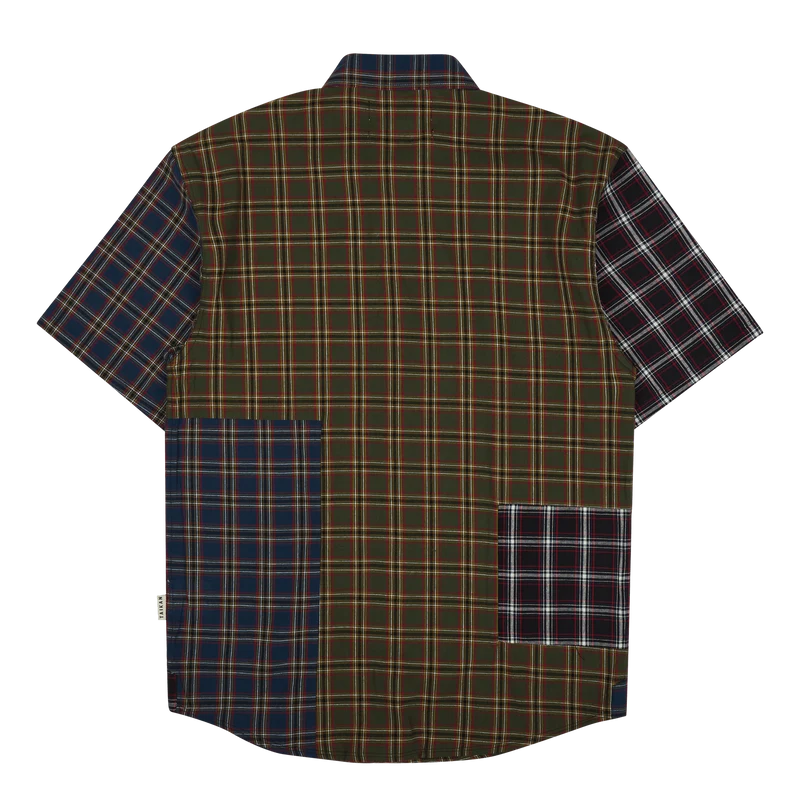 Patchwork S/s Shirt Olive Plaid