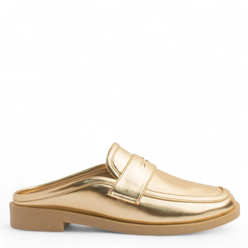 Women Gold Vernis Leather Mules #3844