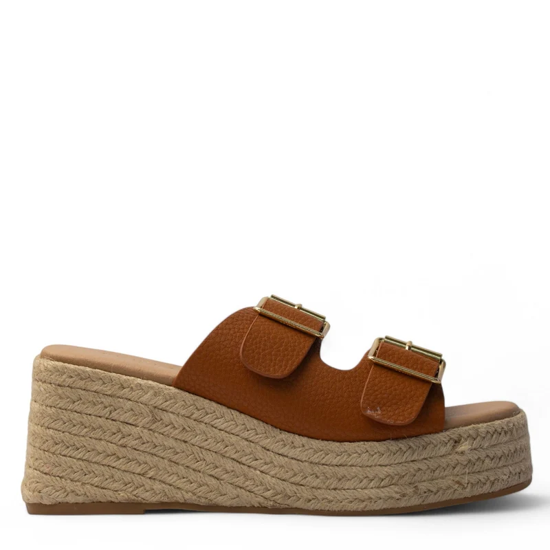 Europeon Union Women Camel Leather Wedges #4013