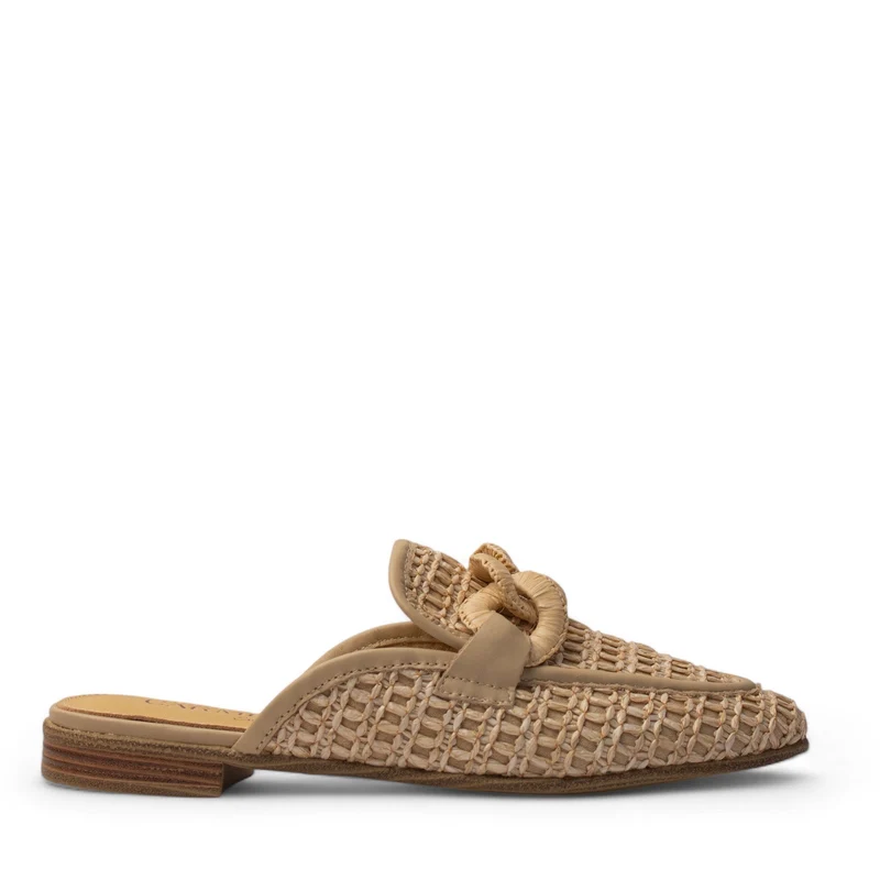 Spanish Women Beige Leather Mules #4279
