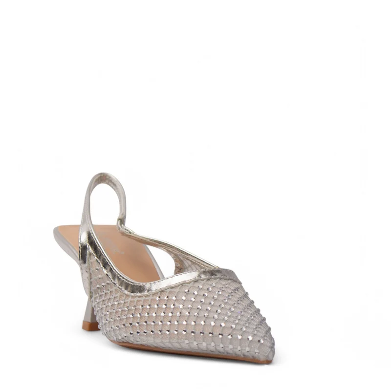 Europeon Union Women Silver Satin Heels #4137