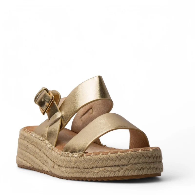 Europeon Union Women Gold Leather Sandal #4127