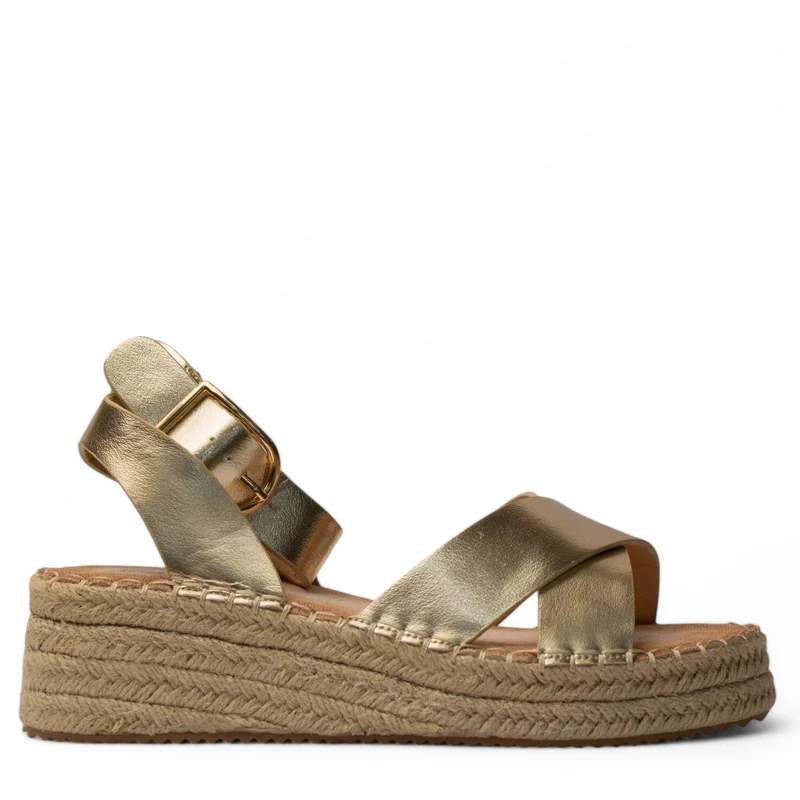 Europeon Union Women Gold Leather Sandal #4123