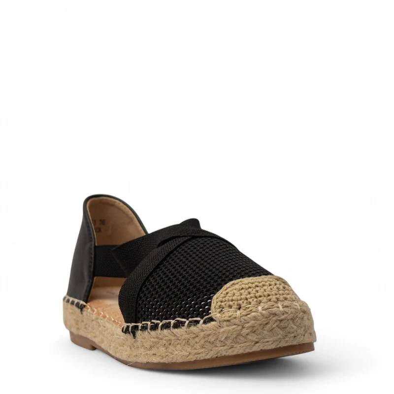 Europeon Union Women Black Cloth Wedges #3885