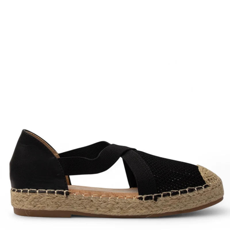Europeon Union Women Black Cloth Wedges #3885