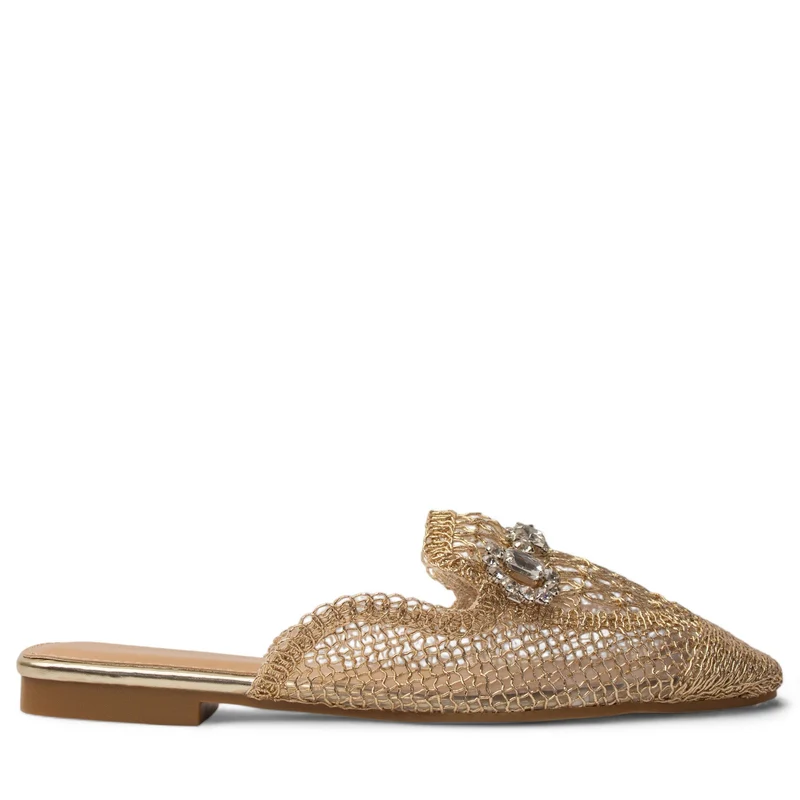 Europeon Union Women Gold Magdool Mules #3876