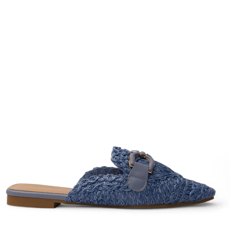 Europeon Union Women Light Blue Satin Mules #4108