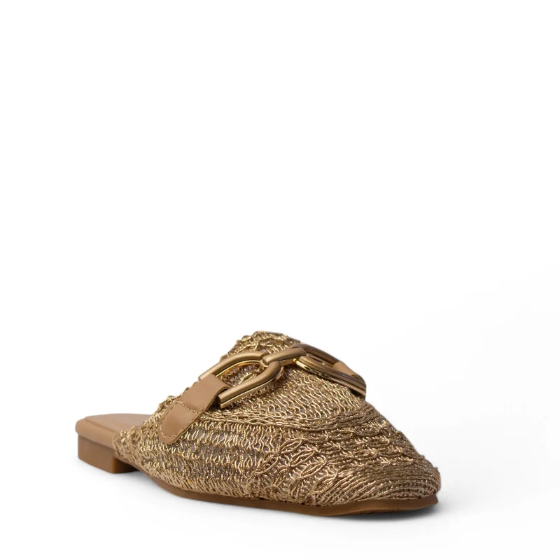 Europeon Union Women Gold Satin Mules #4107