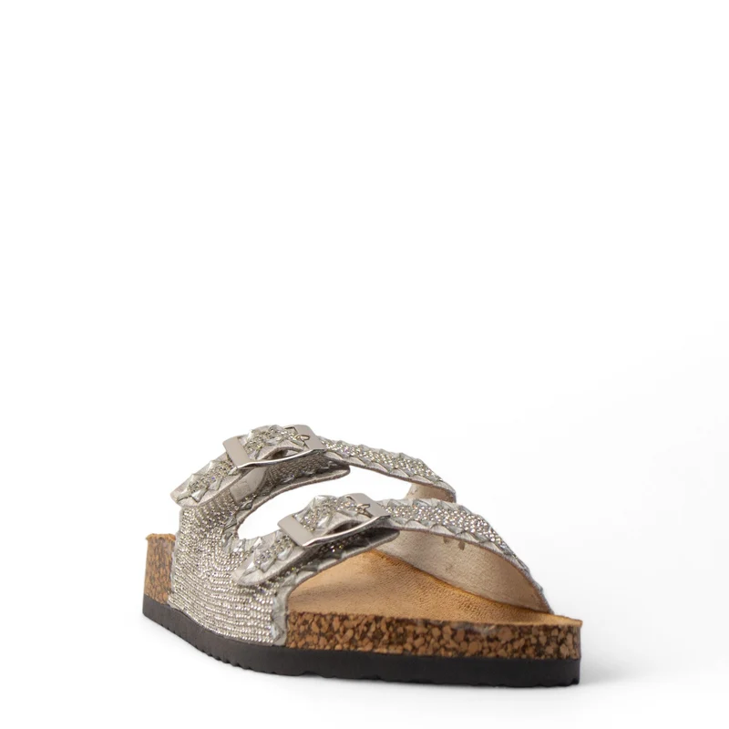 Europeon Union Women Silver Glitter Slipper #3847