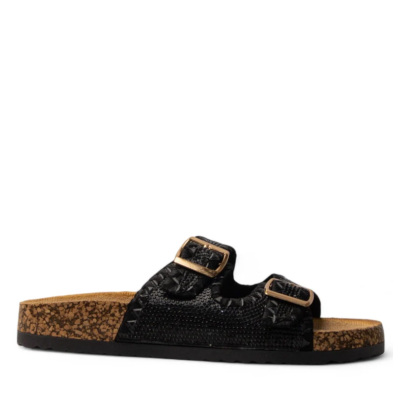 Europeon Union Women Black Glitter Slipper #3846