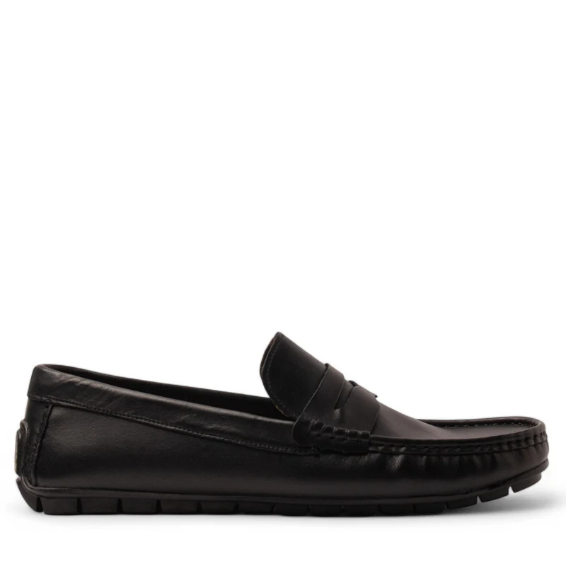 Men Black Leather Espadrilles #4887